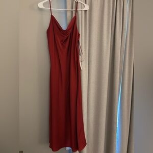 Nicole Miller Red Cowl Neck Maxi Slip Dress